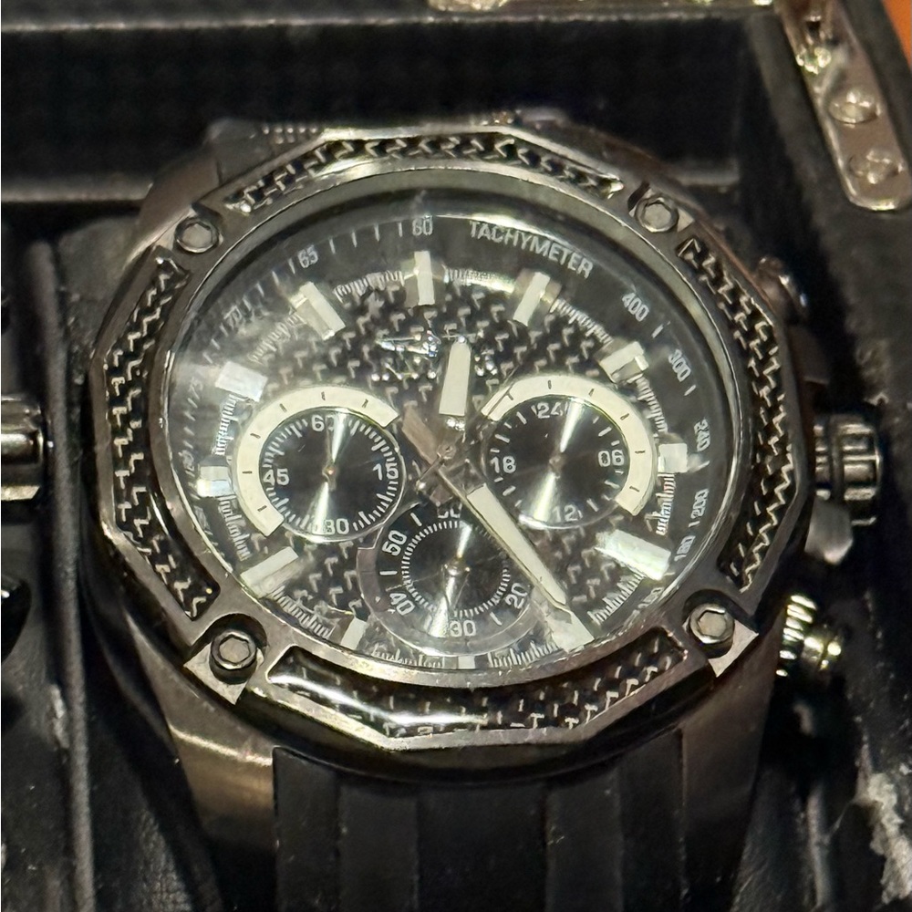Invicta Black and Silver Tachymeter Watch #25974